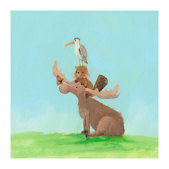 Moose, Beaver, Heron
