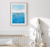 Shark Art Print - With Sea Turtle