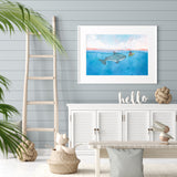 Shark Art Print - With Sea Turtle