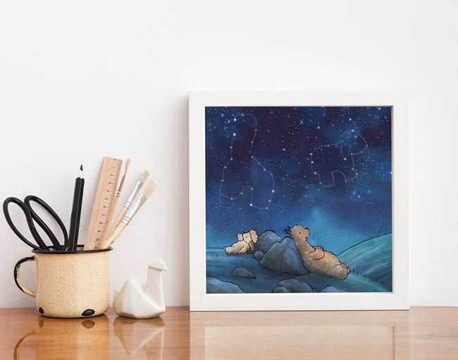 Alpaca & Sheep Art Print - Animal Constellations