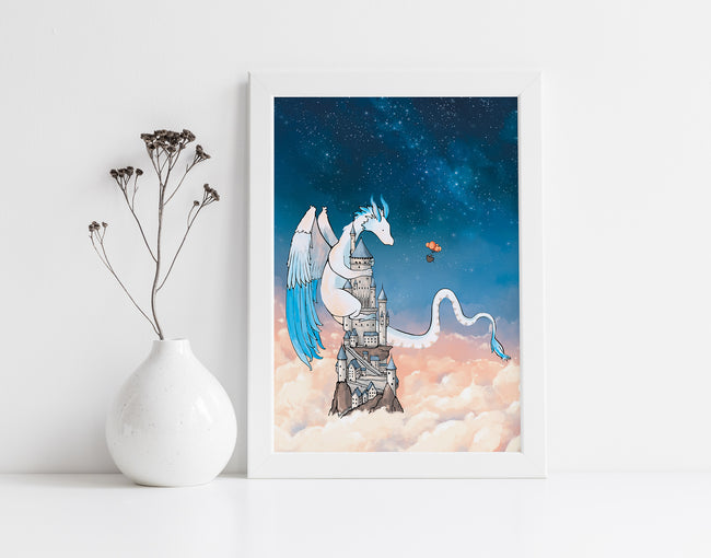 Feather Dragon Art Print - Castle