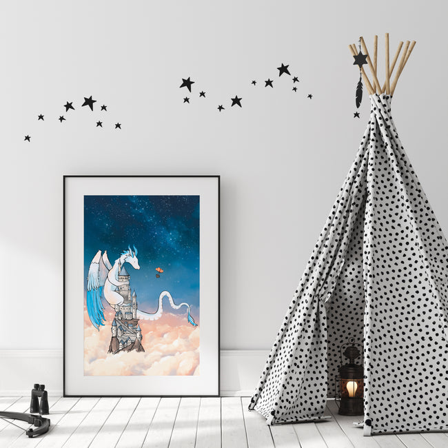 Feather Dragon Art Print - Castle