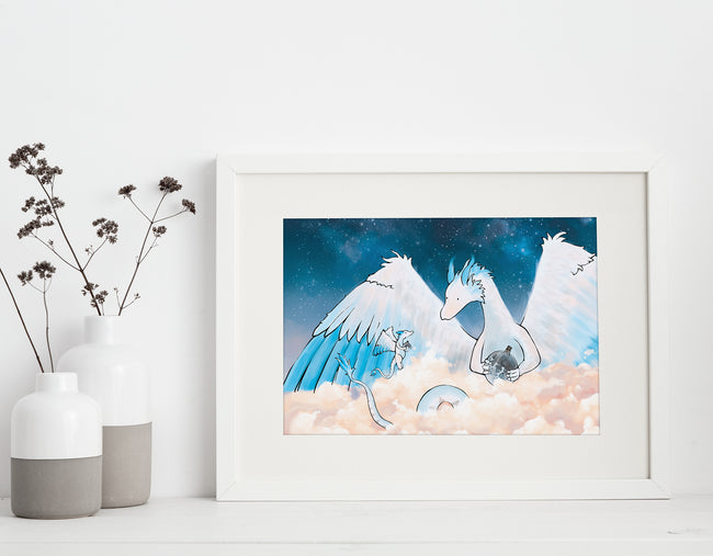Feather Dragon Art Print - Storm in a Jar