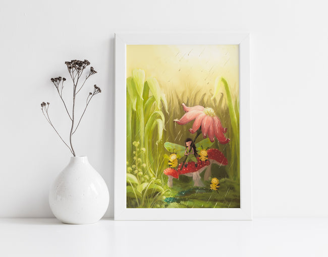 Fairy Art Print - Sheltering the Bees