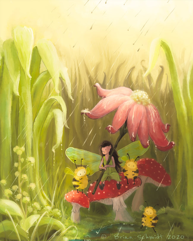 Fairy Art Print - Sheltering the Bees
