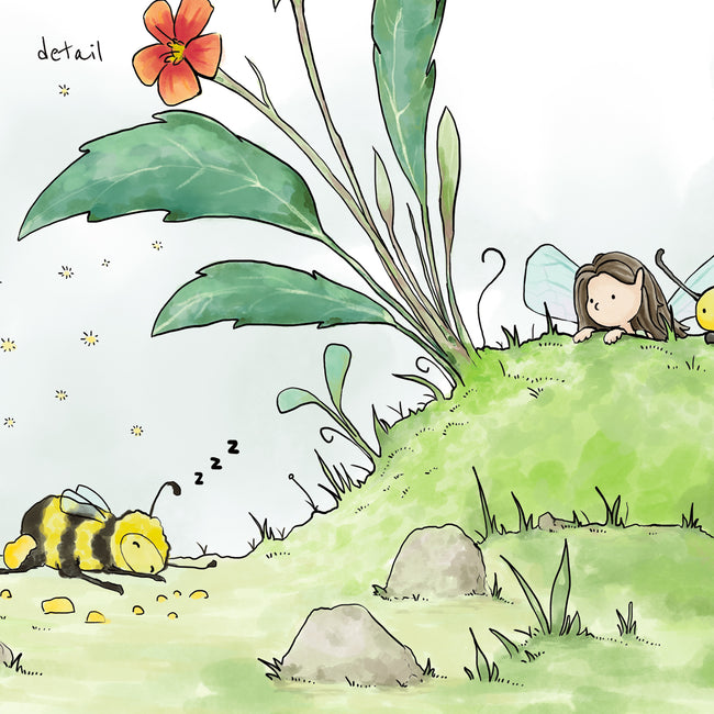 Fairy Art Print - Spying a Bumble Bee