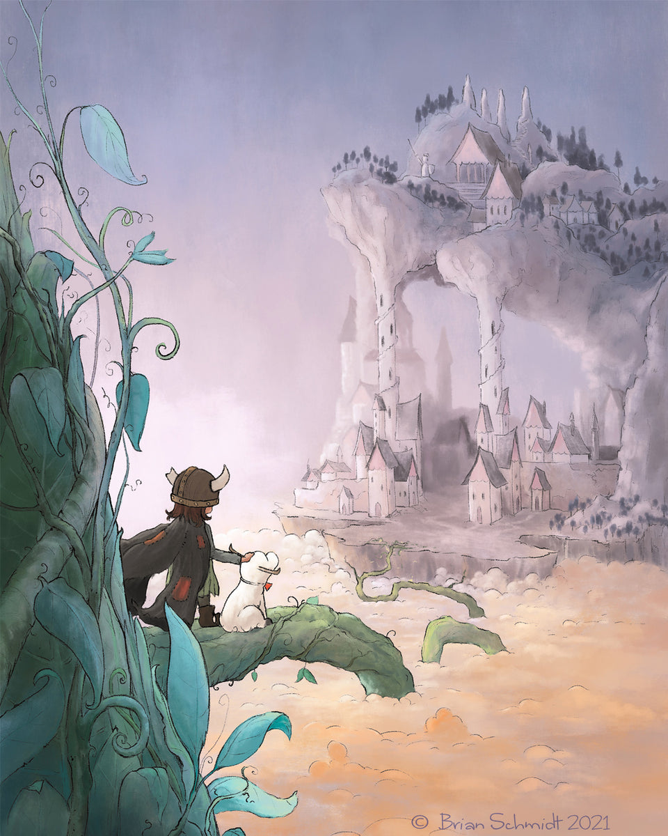 Jack and the Beanstalk - Viewing the Giant City– Brian Schmidt Artwork