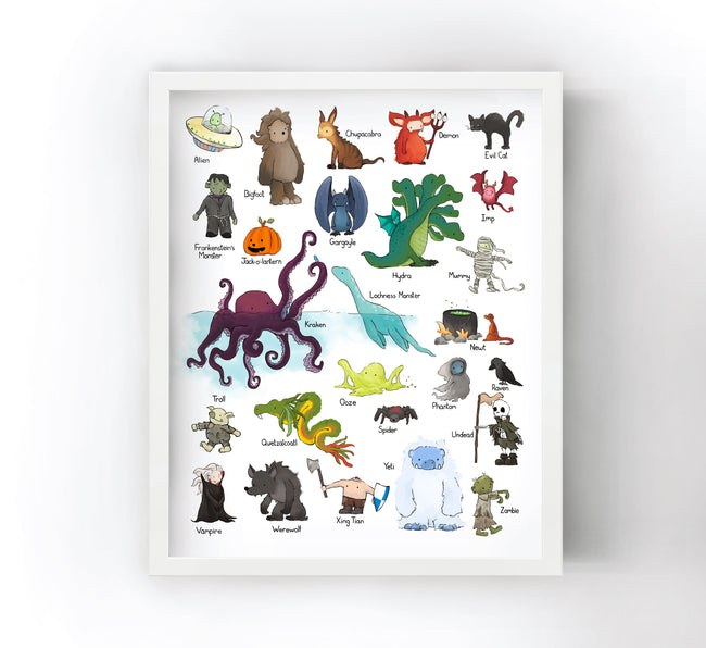 Alphabet Print - Monsters and Creatures