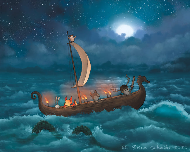 Wolf Art Print - Sailing in the Arctic