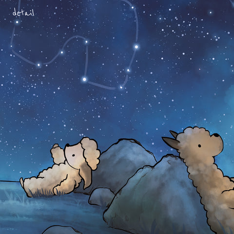Alpaca & Sheep Art Print - Animal Constellations