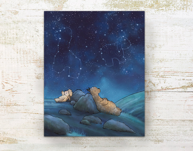 Alpaca & Sheep Art Print - Animal Constellations