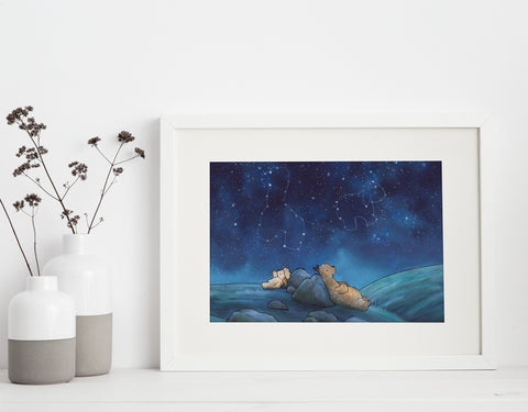Alpaca & Sheep Art Print - Animal Constellations