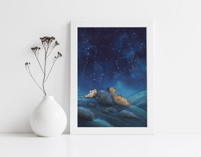 Alpaca & Sheep Art Print - Animal Constellations