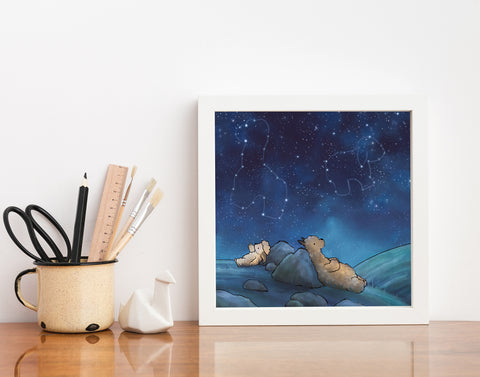 Alpaca & Sheep Art Print - Animal Constellations
