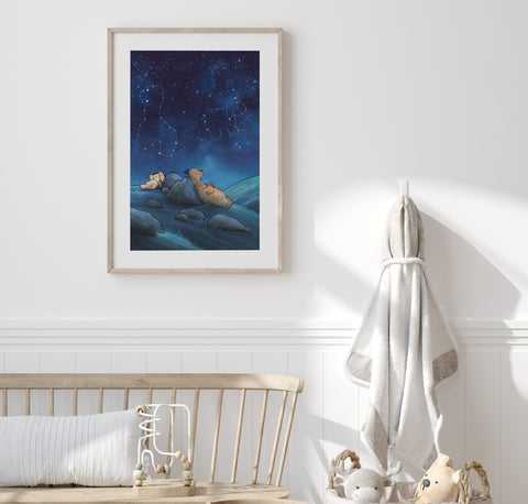 Alpaca & Sheep Art Print - Animal Constellations