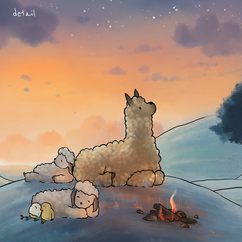 Alpaca & Sheep Art Print - Shooting Stars