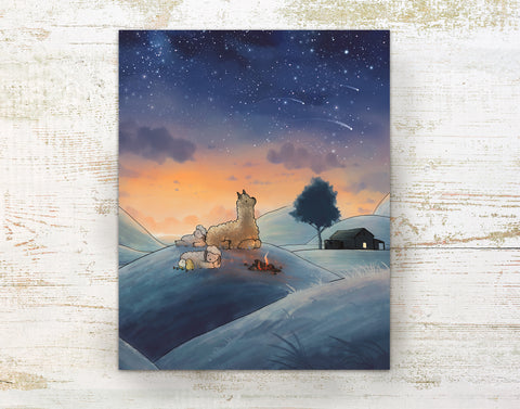 Alpaca & Sheep Art Print - Shooting Stars