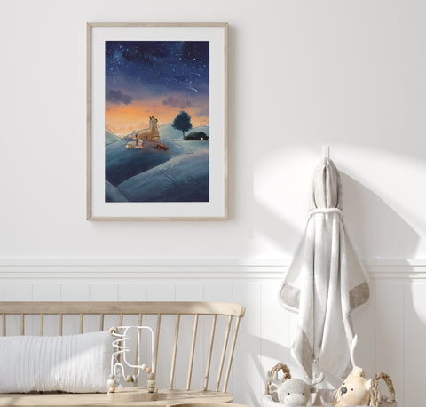 Alpaca & Sheep Art Print - Shooting Stars