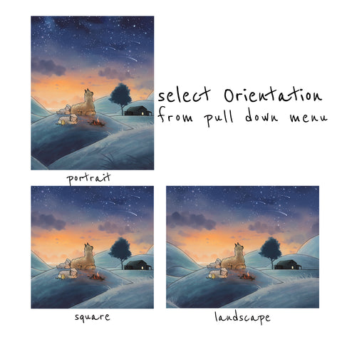 Alpaca & Sheep Art Print - Shooting Stars