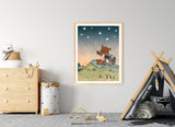 Bear and Raccoon Art Print - Shooting Stars