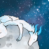 Feather Dragon Art Print - Sleeping on the Moon