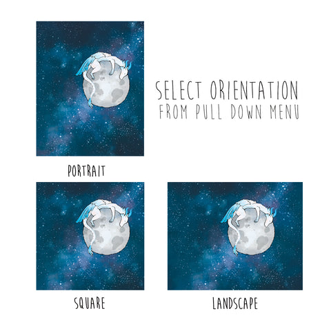 Feather Dragon Art Print - Sleeping on the Moon