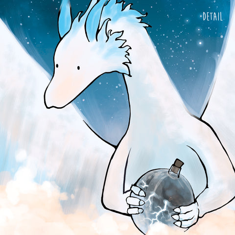 Feather Dragon Art Print - Storm in a Jar