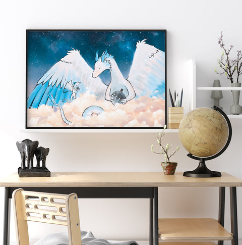 Feather Dragon Art Print - Storm in a Jar