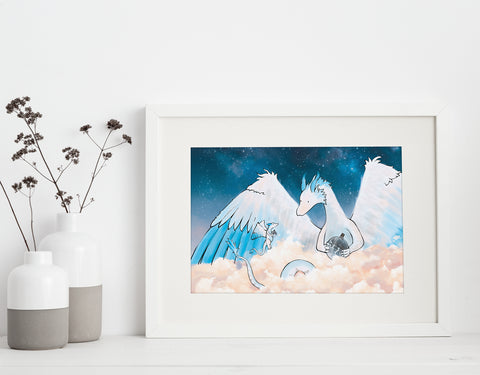 Feather Dragon Art Print - Storm in a Jar