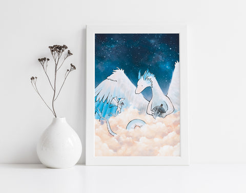 Feather Dragon Art Print - Storm in a Jar