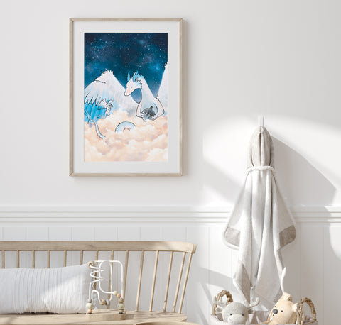 Feather Dragon Art Print - Storm in a Jar