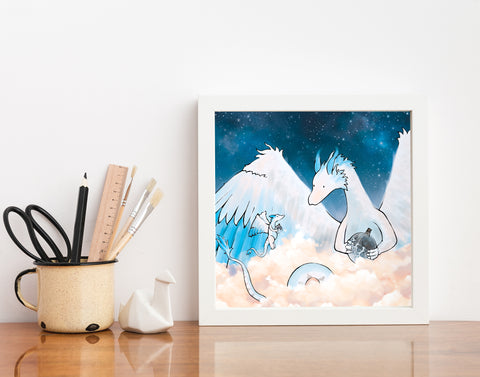 Feather Dragon Art Print - Storm in a Jar