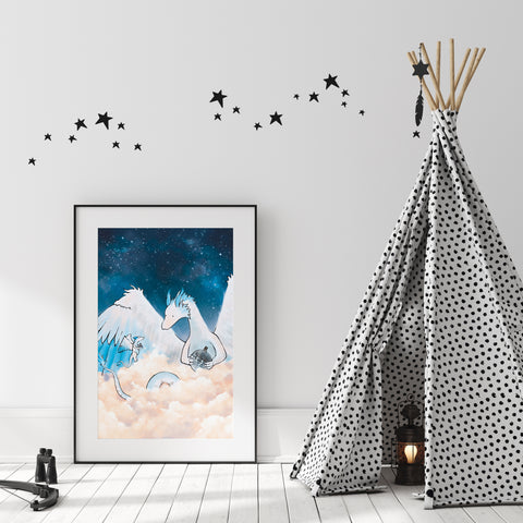 Feather Dragon Art Print - Storm in a Jar