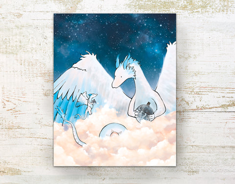 Feather Dragon Art Print - Storm in a Jar