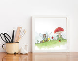 Fairy Art Print - Riding a Caterpillar