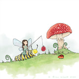 Fairy Art Print - Riding a Caterpillar