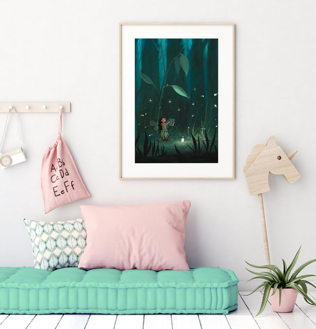 Fairy Art Print - Firefly Forest