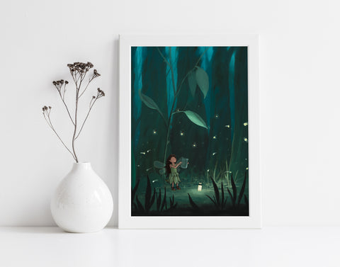 Fairy Art Print - Firefly Forest