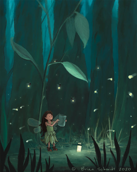 Fairy Art Print - Firefly Forest