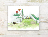 Fairy Art Print - Spying a Bumble Bee