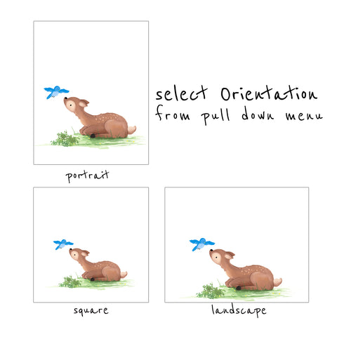 Fawn Art Print - with Bird