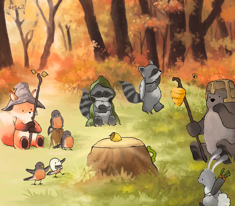 Woodland Animal Fellowship Art Print