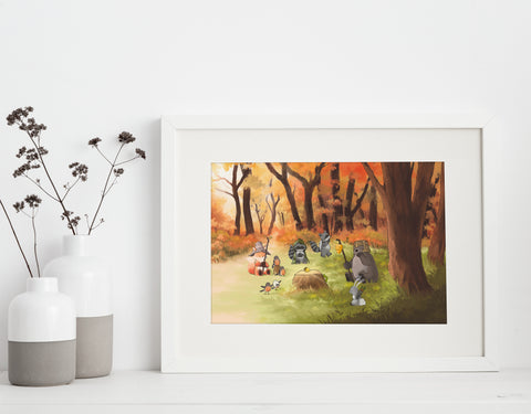 Woodland Animal Fellowship Art Print