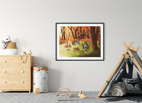 Woodland Animal Fellowship Art Print