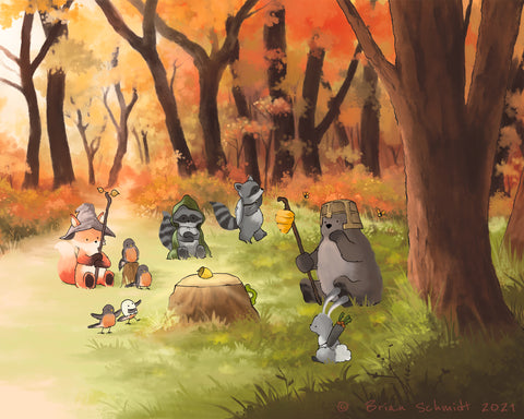 Woodland Animal Fellowship Art Print