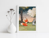 Fox and Rabbit Art Print - Chasing Fireflies