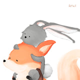 Fox and Rabbit Art Print - Piggyback Ride