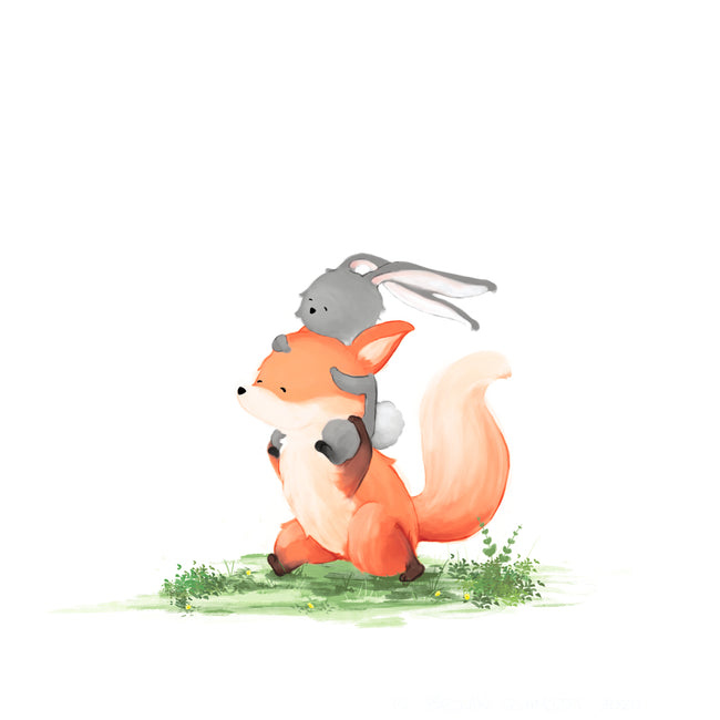 Fox and Rabbit Art Print - Piggyback Ride