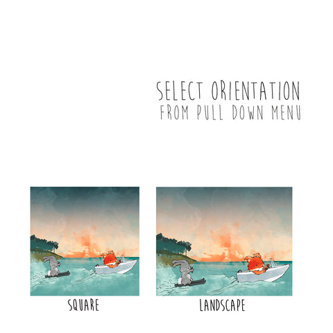 Fox and Rabbit Art Print - Water Skiing