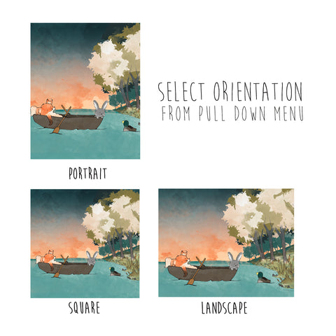 Fox and Rabbit Art Print - Boating